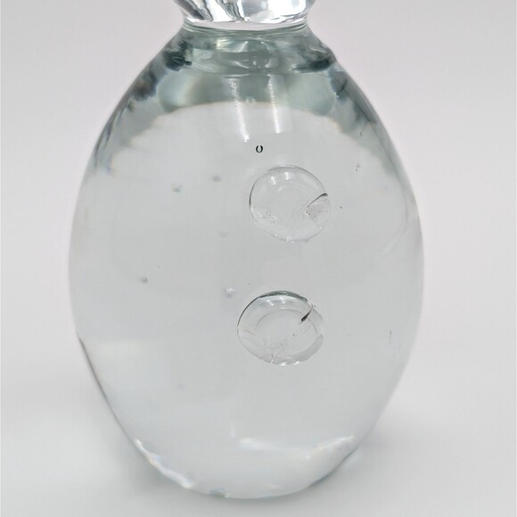 Vintage Blenko Glass Snowman 6.25" Crystal Clear Figurine Paperweight 711A 76A - Picture 10 of 13